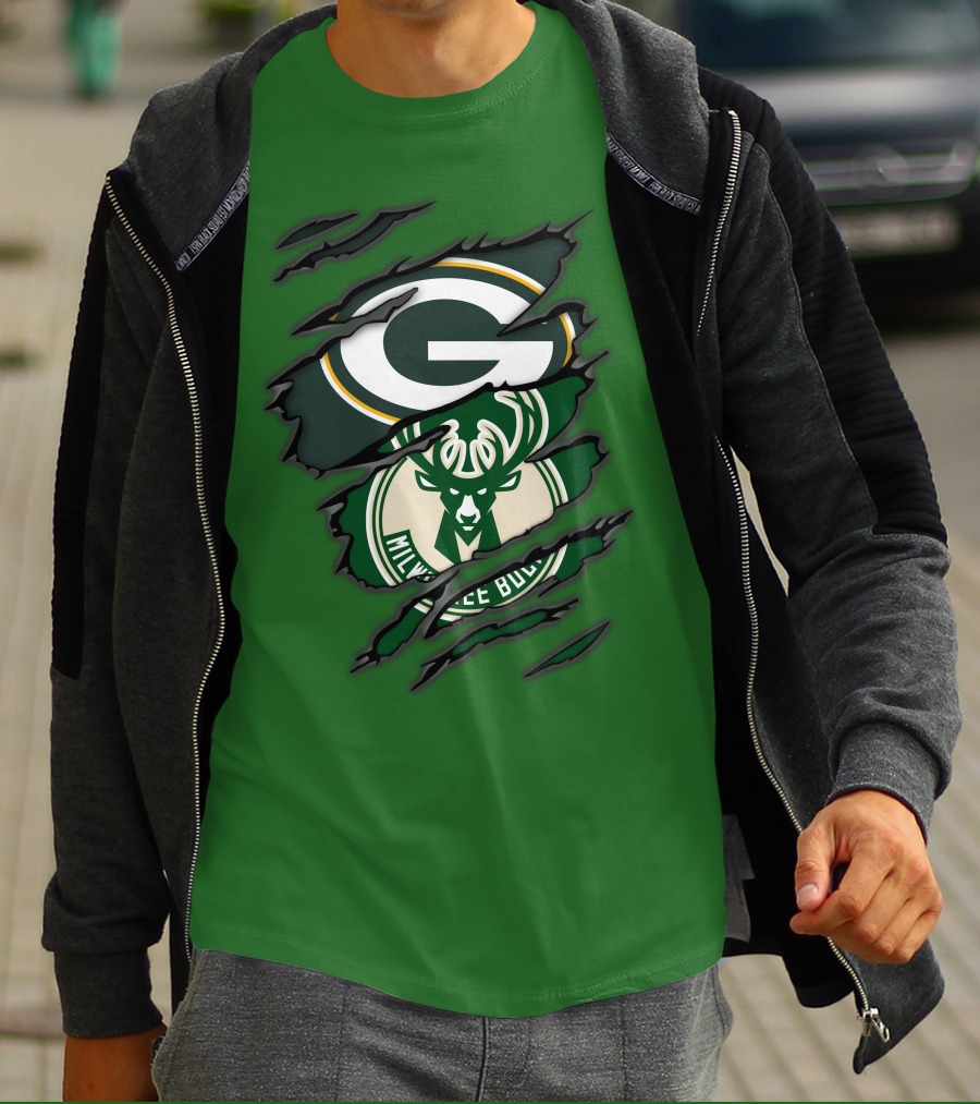 Green Bay Packers Milwaukee Bucks Crossover T-Shirt