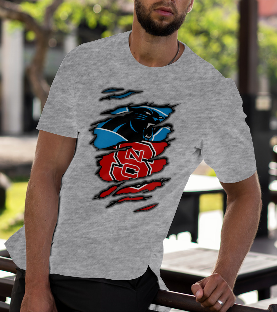 Carolina Panthers Nc State Wolfpack Claw Mark Logo Mashup T-Shirt