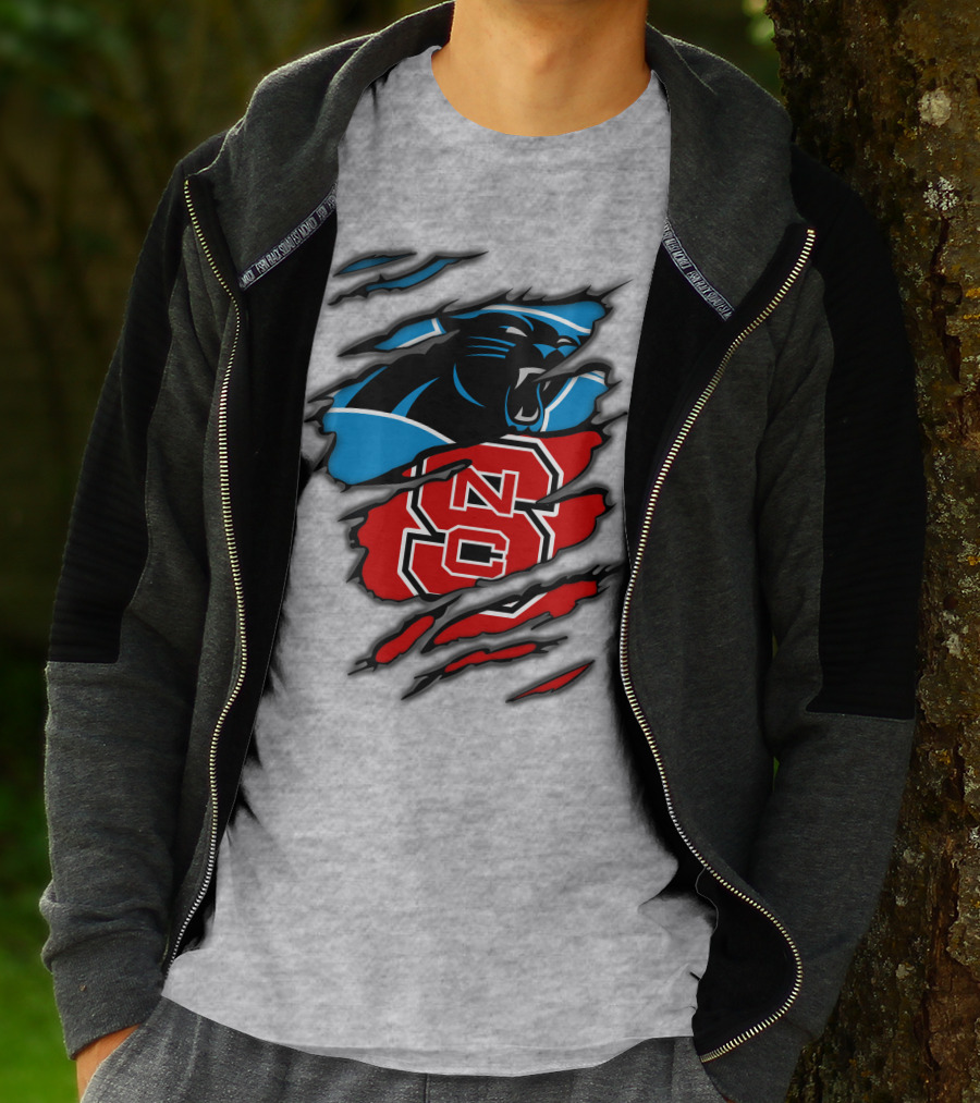 Carolina Panthers Nc State Wolfpack Claw Mark Logo Mashup T-Shirt