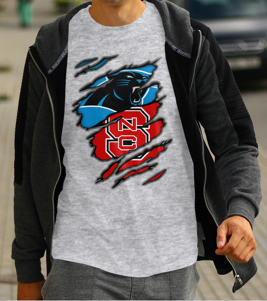 Carolina Panthers Nc State Wolfpack Claw Mark Logo Mashup T-Shirt