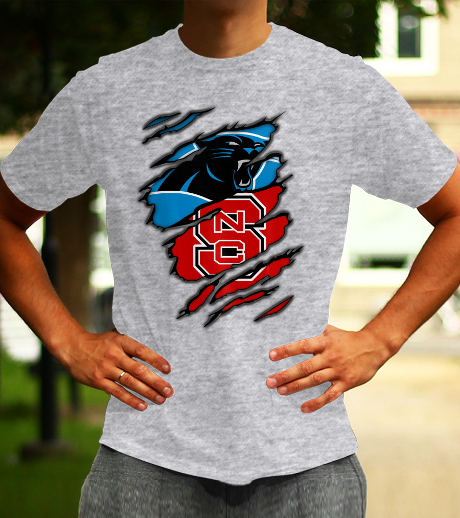 Carolina Panthers Nc State Wolfpack Claw Mark Logo Mashup T-Shirt
