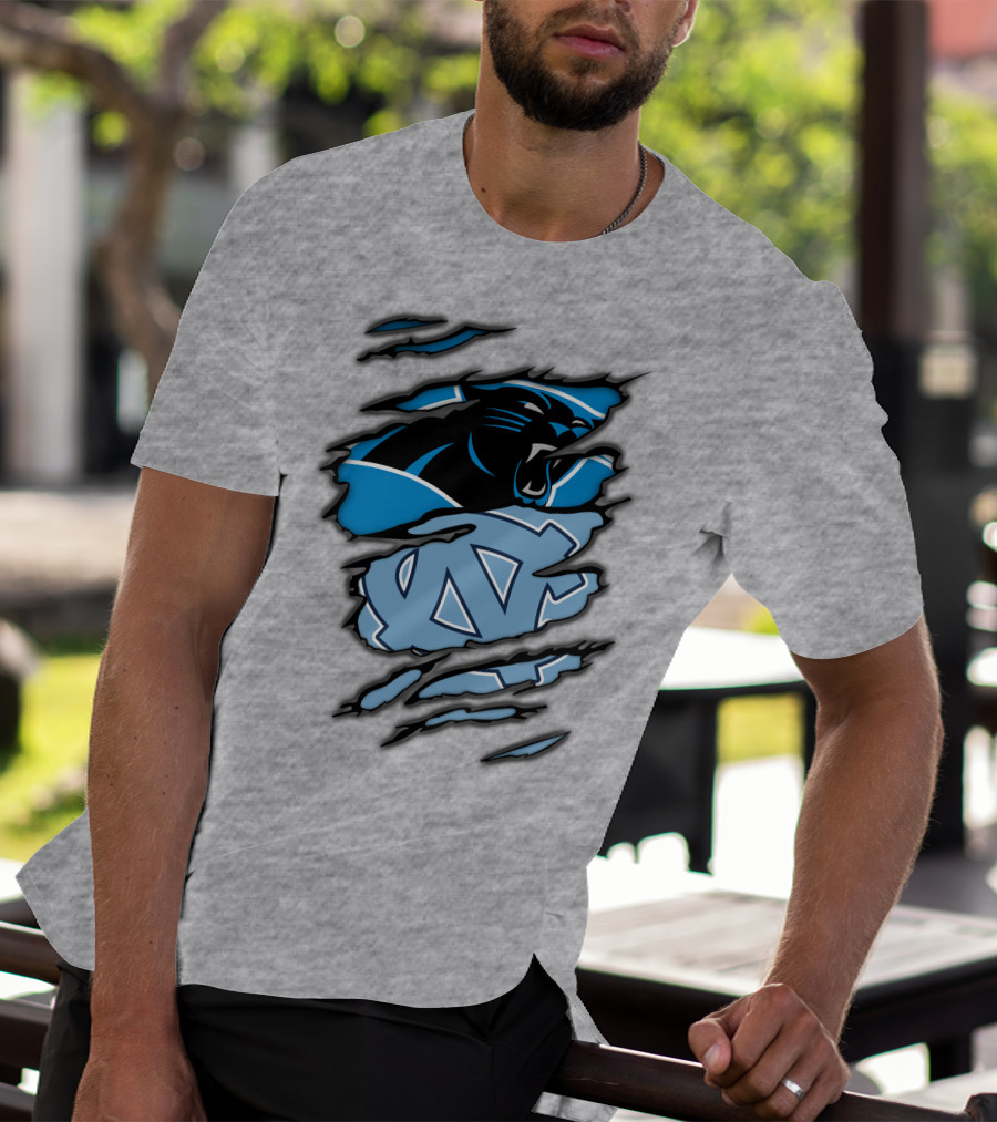 Carolina Panthers And North Carolina Tar Heels Logo Mashup T-Shirt