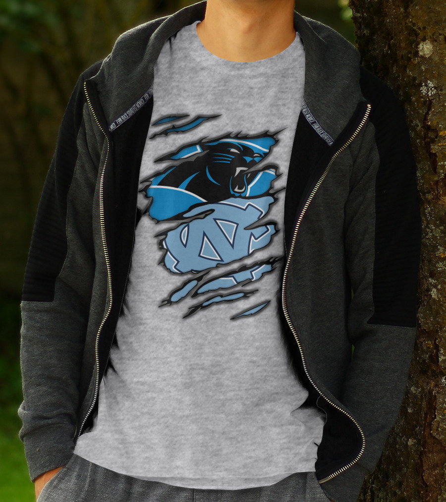 Carolina Panthers And North Carolina Tar Heels Logo Mashup T-Shirt