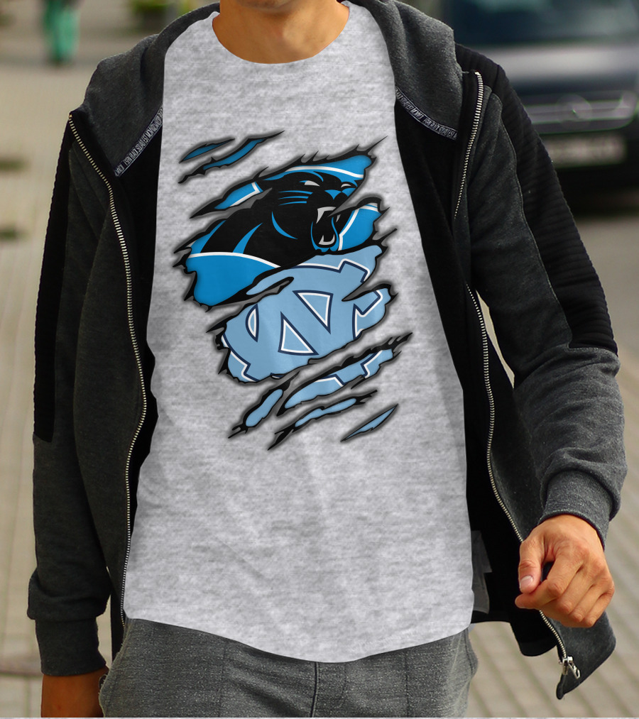 Carolina Panthers And North Carolina Tar Heels Logo Mashup T-Shirt