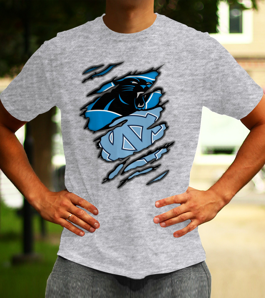 Carolina Panthers And North Carolina Tar Heels Logo Mashup T-Shirt