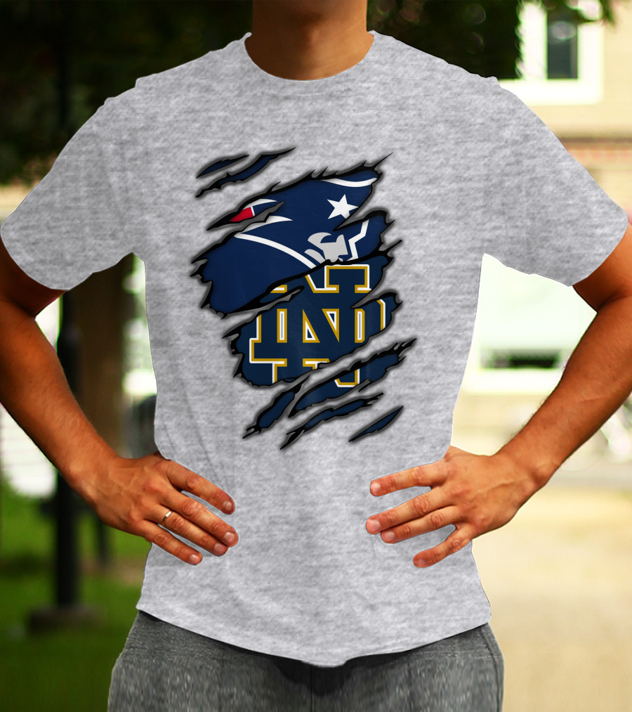 New England Patriots Notre Dame Fighting Irish Logo Mashup T-Shirt