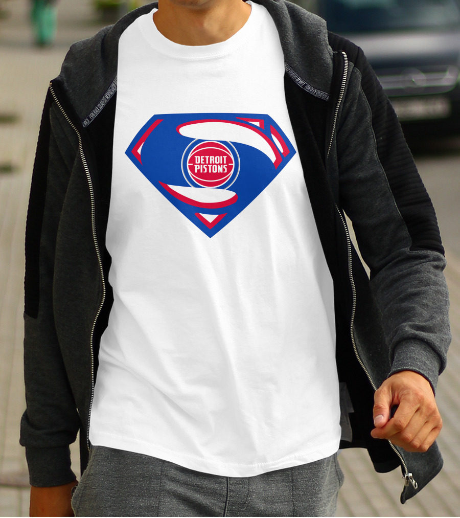 Detroit Pistons Superman Logo Combination T-Shirt