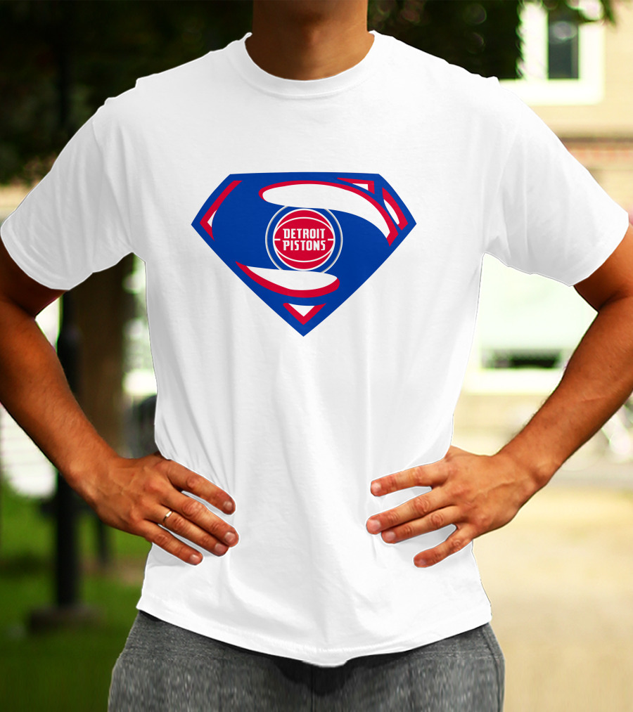 Detroit Pistons Superman Logo Combination T-Shirt