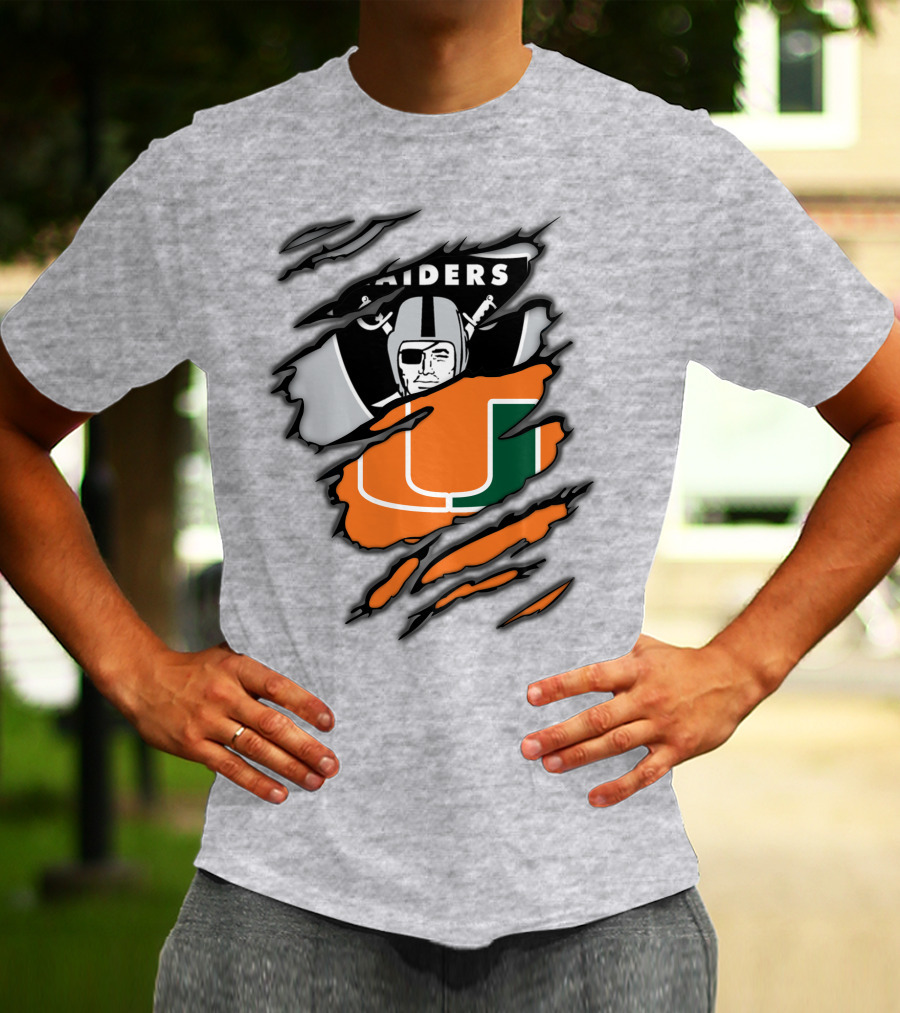 Raiders And Miami Hurricanes Split T-Shirt