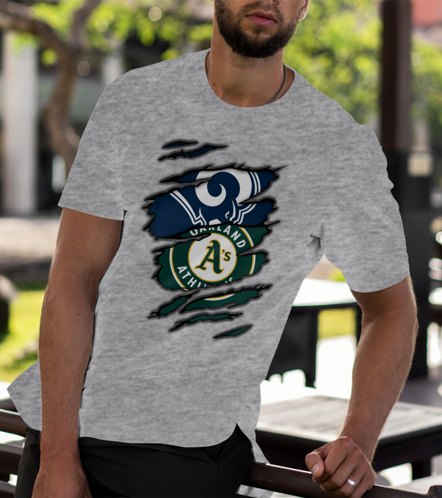 Rams Oakland Athletics Dual Fan Torn Layers T-Shirt
