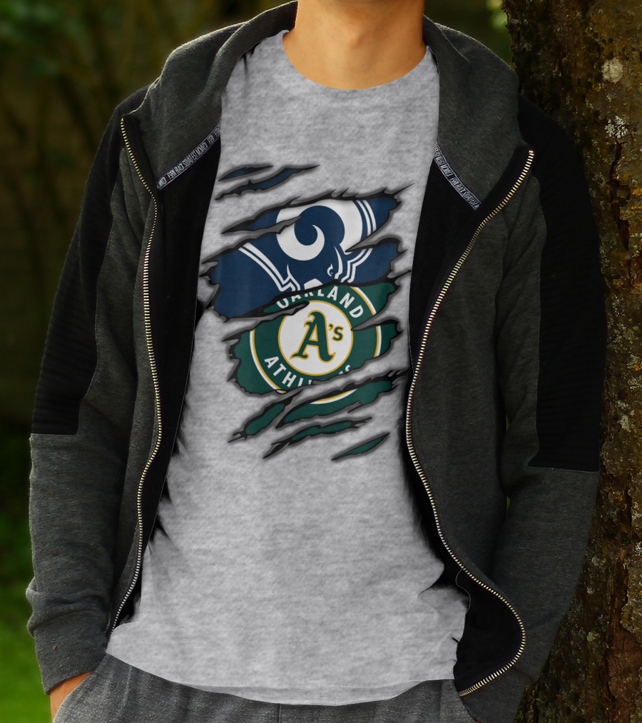 Rams Oakland Athletics Dual Fan Torn Layers T-Shirt