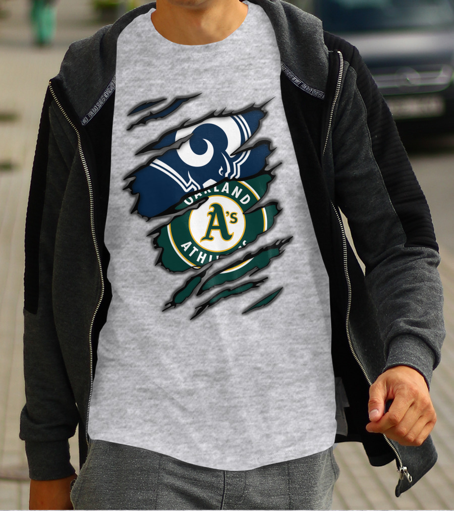 Rams Oakland Athletics Dual Fan Torn Layers T-Shirt