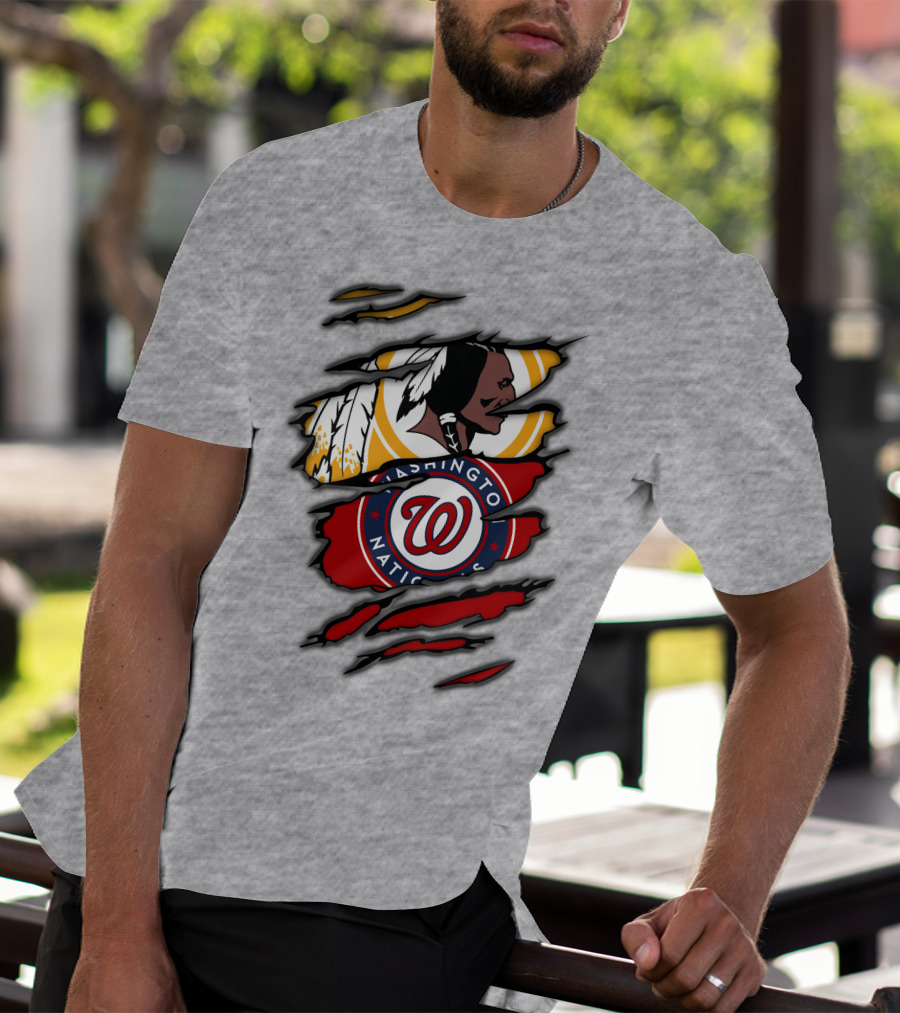 Washington Redskins And Washington Nationals Logo Mashup T-Shirt