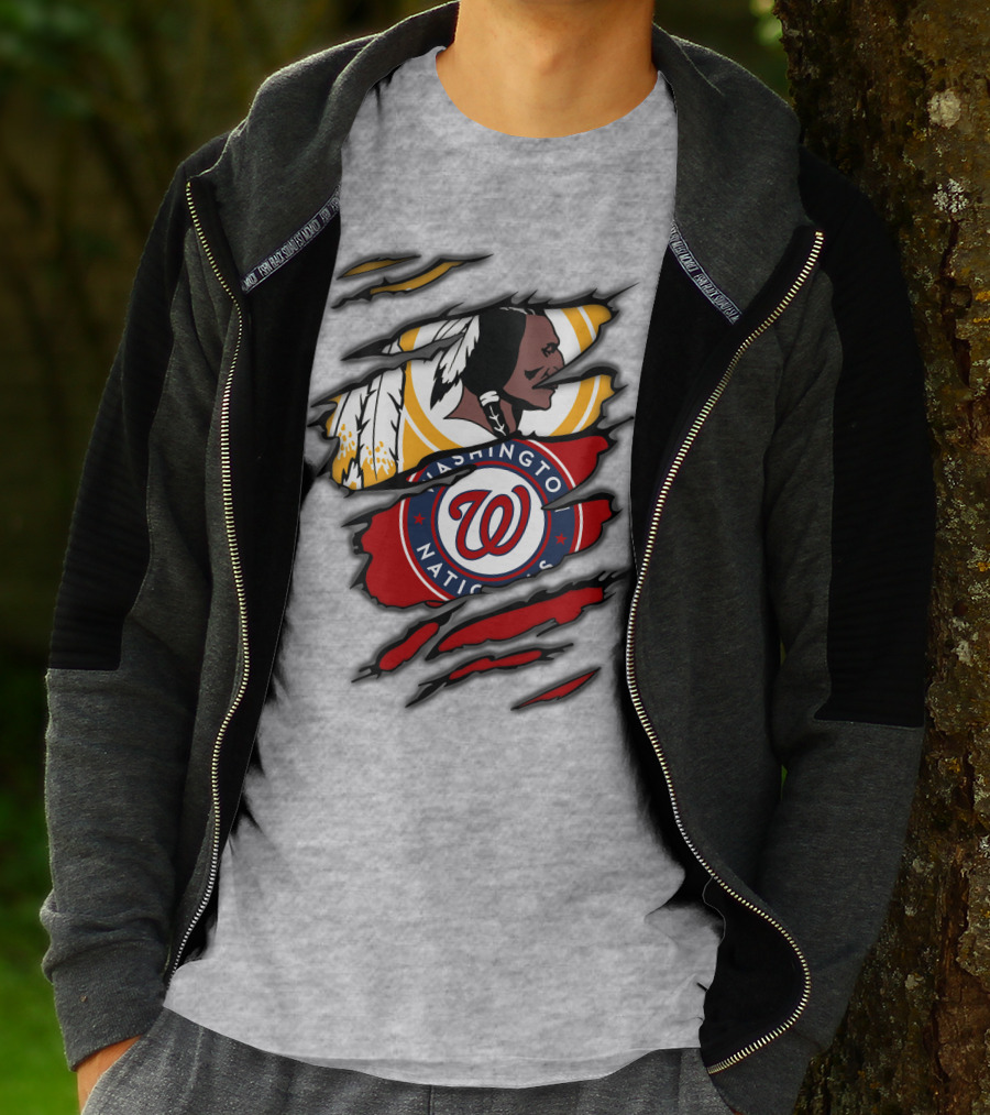 Washington Redskins And Washington Nationals Logo Mashup T-Shirt