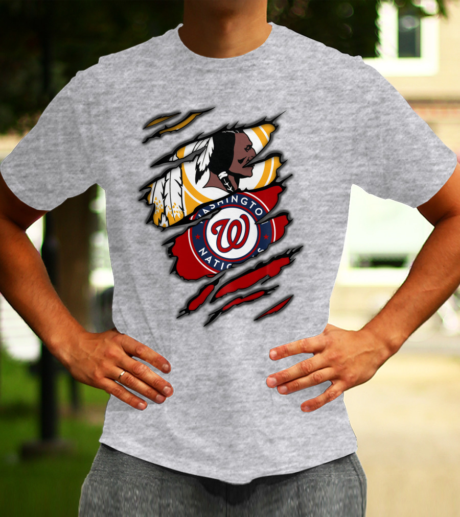 Washington Redskins And Washington Nationals Logo Mashup T-Shirt