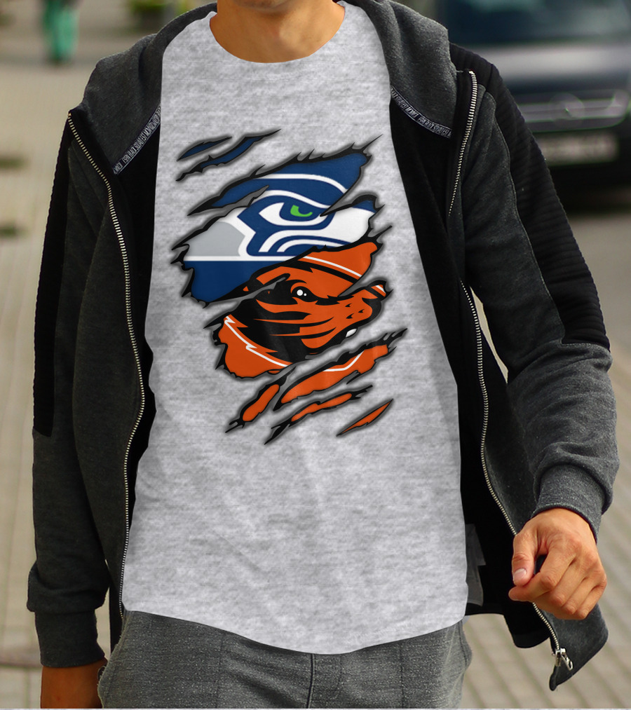 Seahawks Beavers Logo Slash Fusion T-Shirt