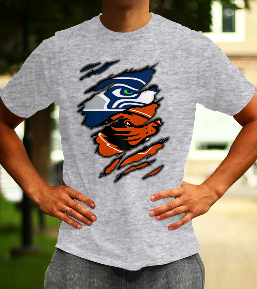 Seahawks Beavers Logo Slash Fusion T-Shirt