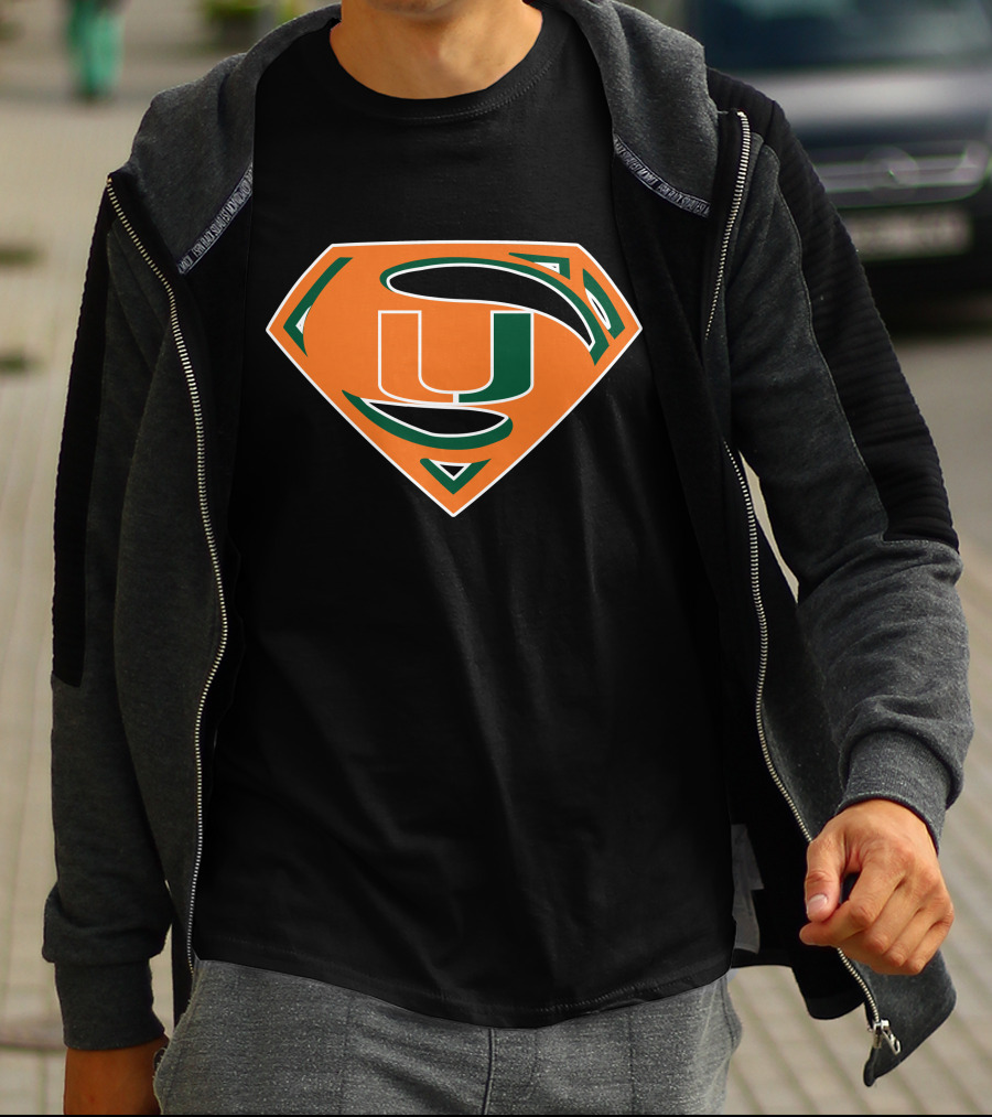 Superman Miami Hurricanes Logo Fusion T-Shirt