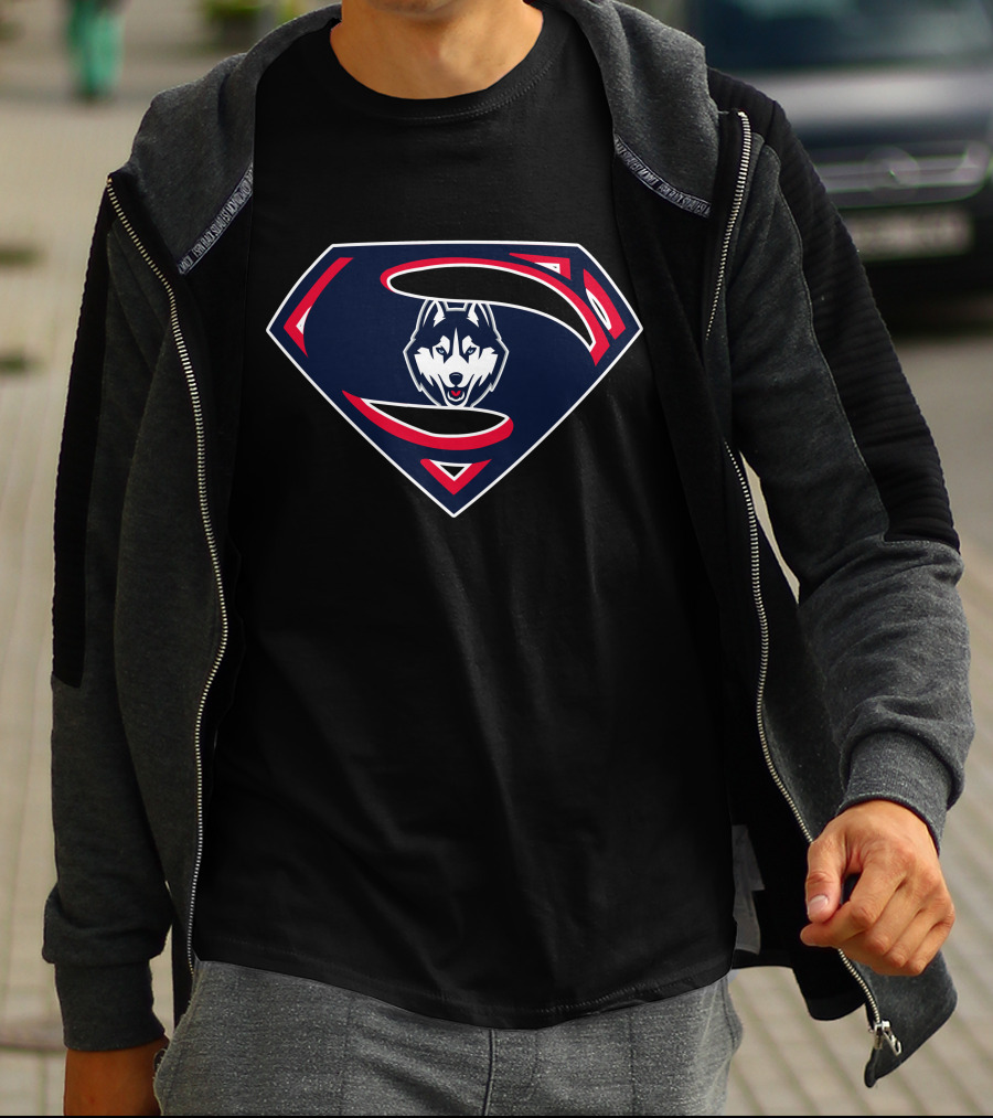 Superman Huskies Shield Logo Emblem T-Shirt
