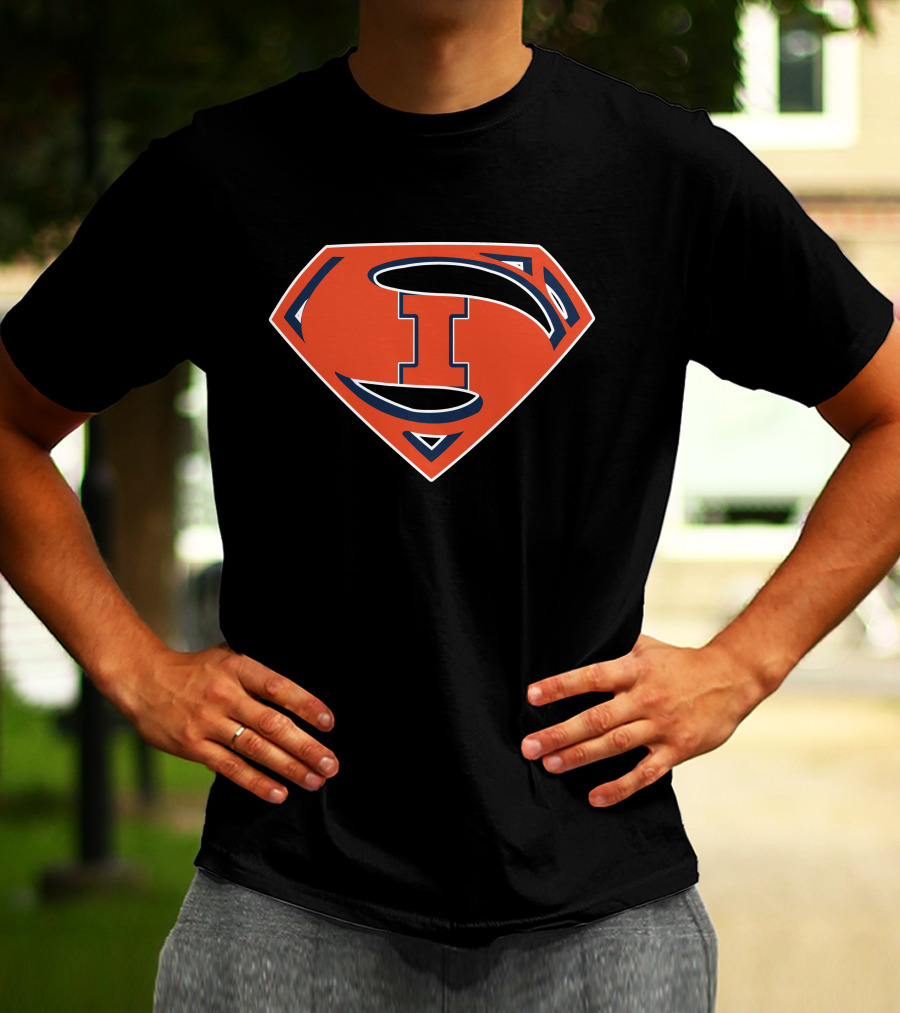 Superman Illinois Fighting Illini Logo Emblem T-Shirt