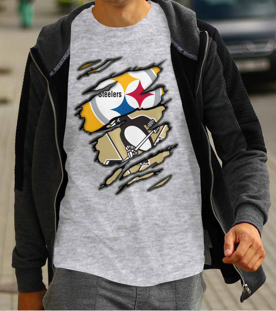 Steelers Penguins Ripped Claw T-Shirt