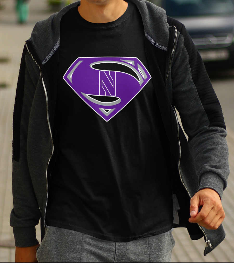 Superman NWildcats Purple Shield T-Shirt