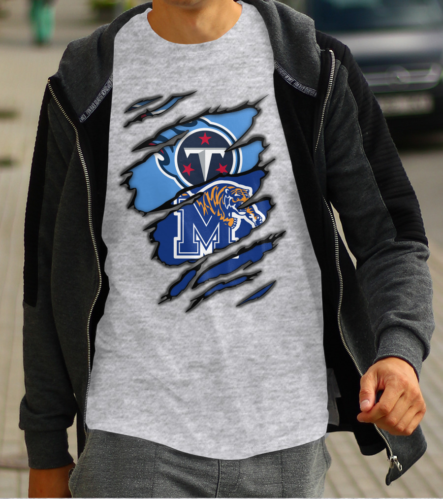 Tennessee Titans Memphis Tigers Claw Marks Logo Fusion T-Shirt