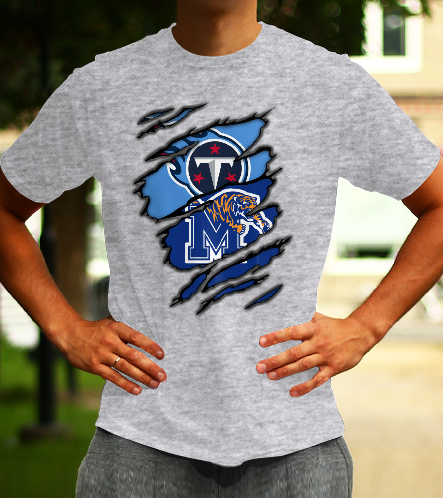 Tennessee Titans Memphis Tigers Claw Marks Logo Fusion T-Shirt