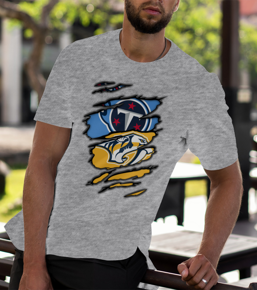 Tennessee Titans Nashville Predators Claw Logo Mashup T-Shirt