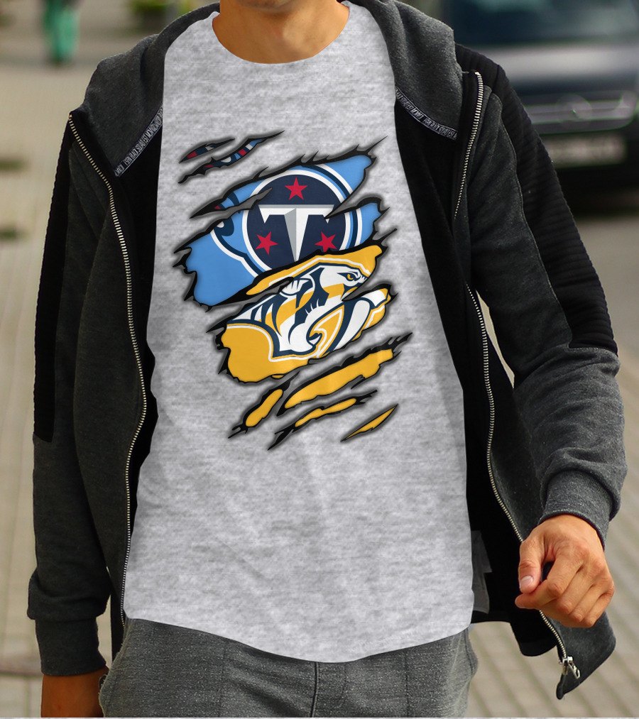 Tennessee Titans Nashville Predators Claw Logo Mashup T-Shirt
