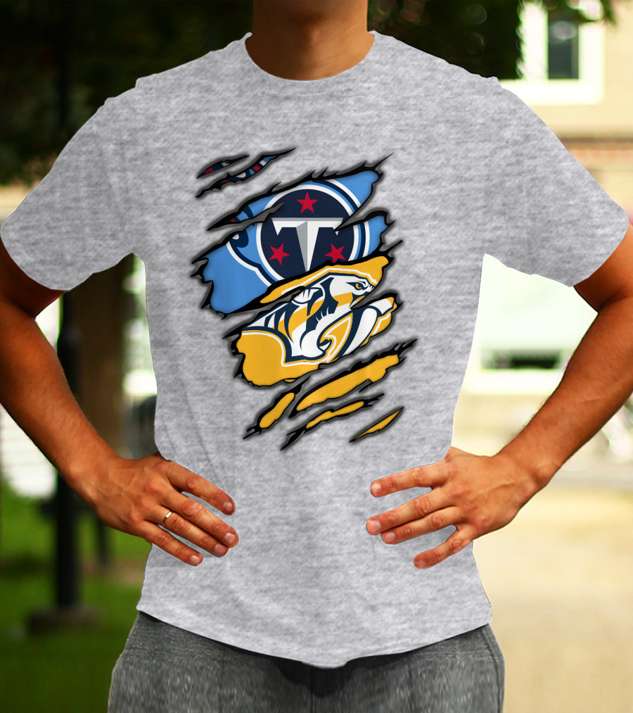 Tennessee Titans Nashville Predators Claw Logo Mashup T-Shirt
