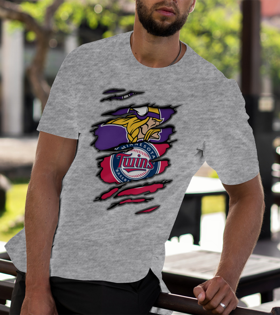 Minnesota Vikings And Twins Baseball Fusion T-Shirt