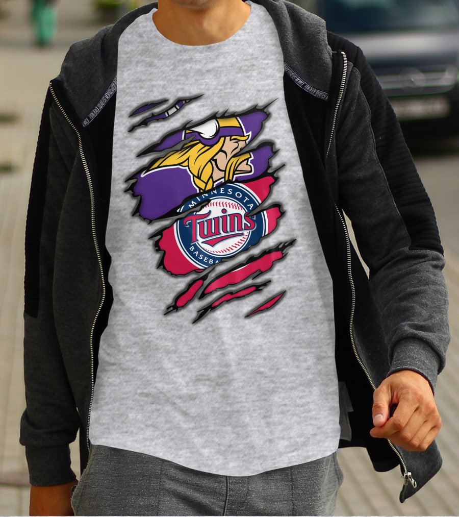 Minnesota Vikings And Twins Baseball Fusion T-Shirt