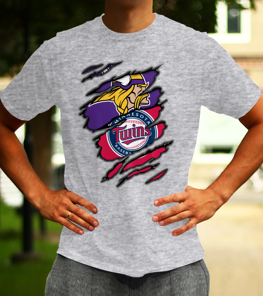 Minnesota Vikings And Twins Baseball Fusion T-Shirt