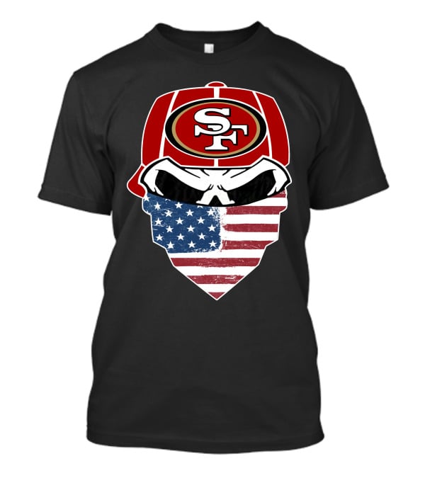 49ers Skull Sf American Flag Bandana T-Shirt