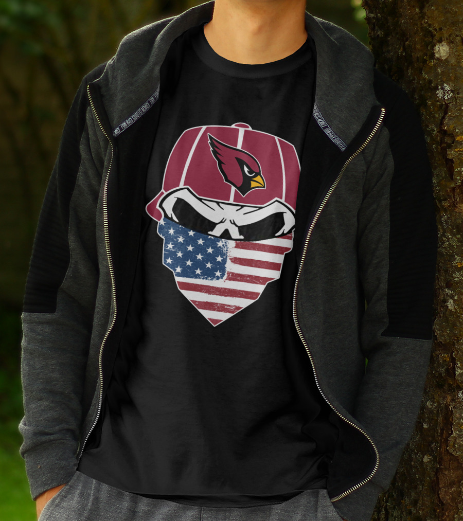 Cardinals Skull American Flag Bandana T-Shirt