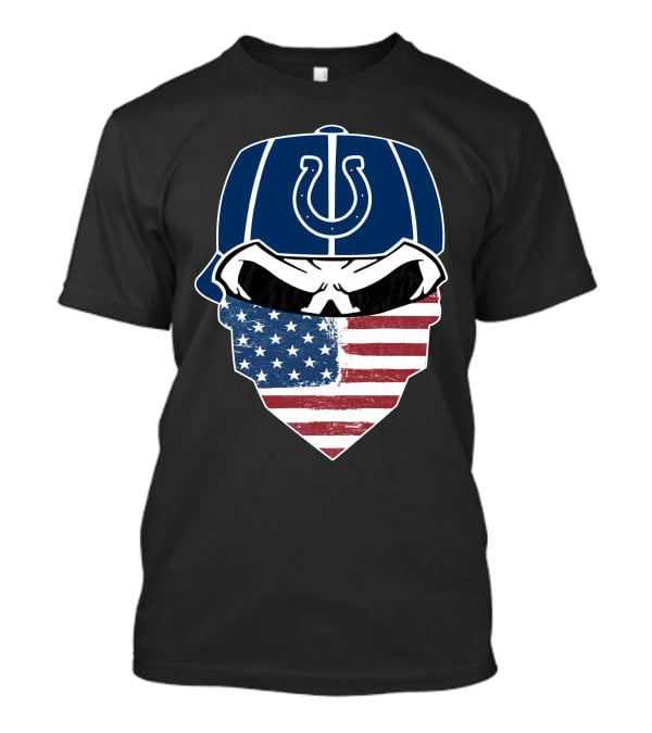 Indianapolis Colts Skull American Flag Bandana T-Shirt