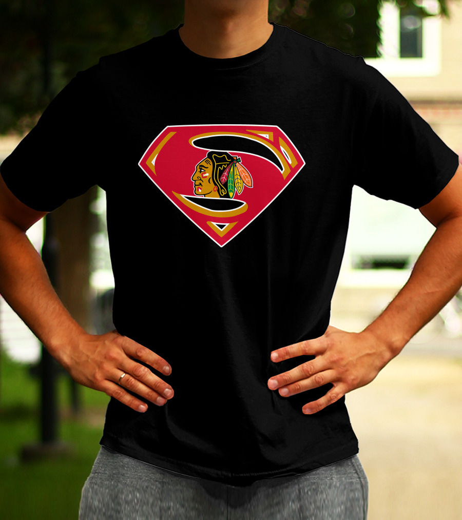 Superman Chicago Blackhawks Logo Combination T-Shirt