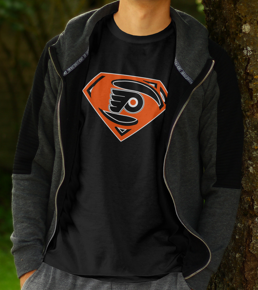 Superman Flyers Philadelphia Hockey Logo Fusion T-Shirt