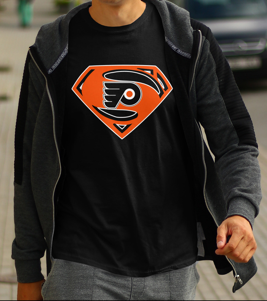 Superman Flyers Philadelphia Hockey Logo Fusion T-Shirt