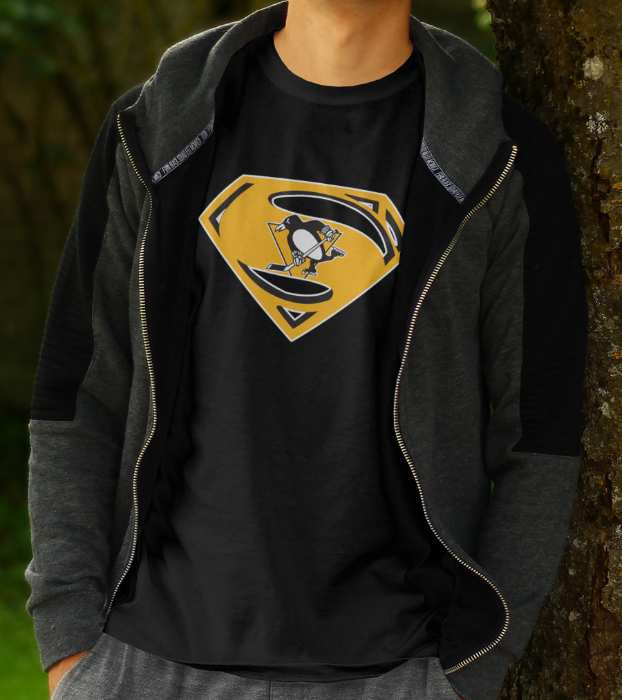 Superman Pittsburgh Penguins Hockey Logo Fusion T-Shirt