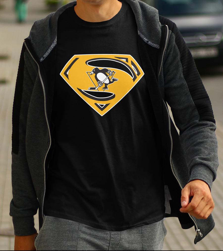 Superman Pittsburgh Penguins Hockey Logo Fusion T-Shirt