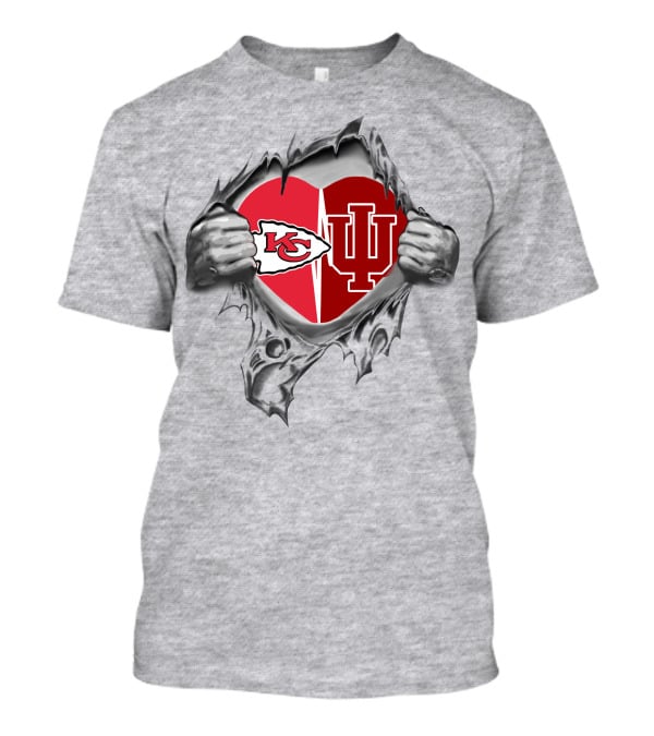 Kansas Chiefs Indiana Hoosiers Heart T-Shirt