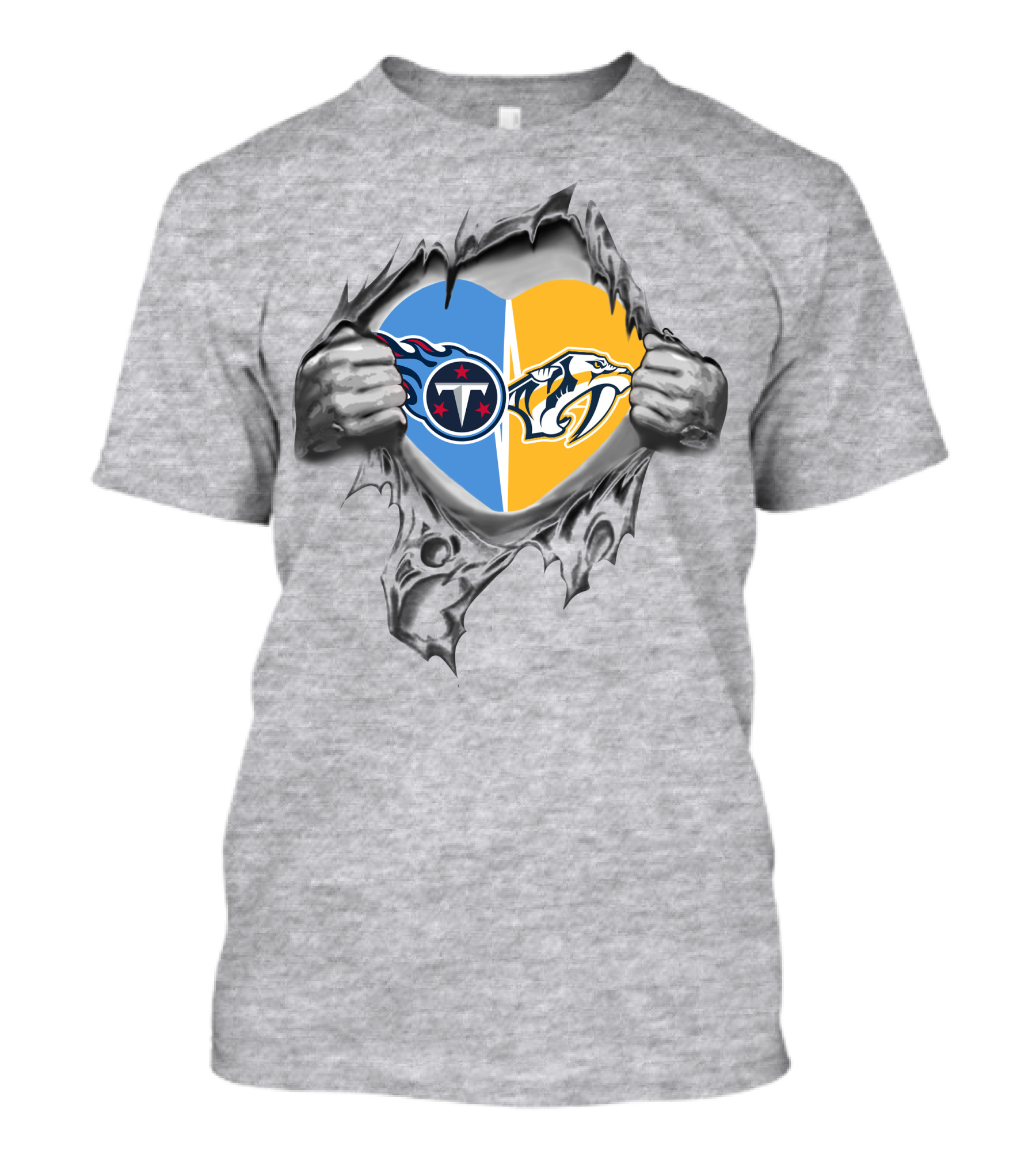 Tennessee Titans Nashville Predators Heart Logo Fan Mashup T-Shirt