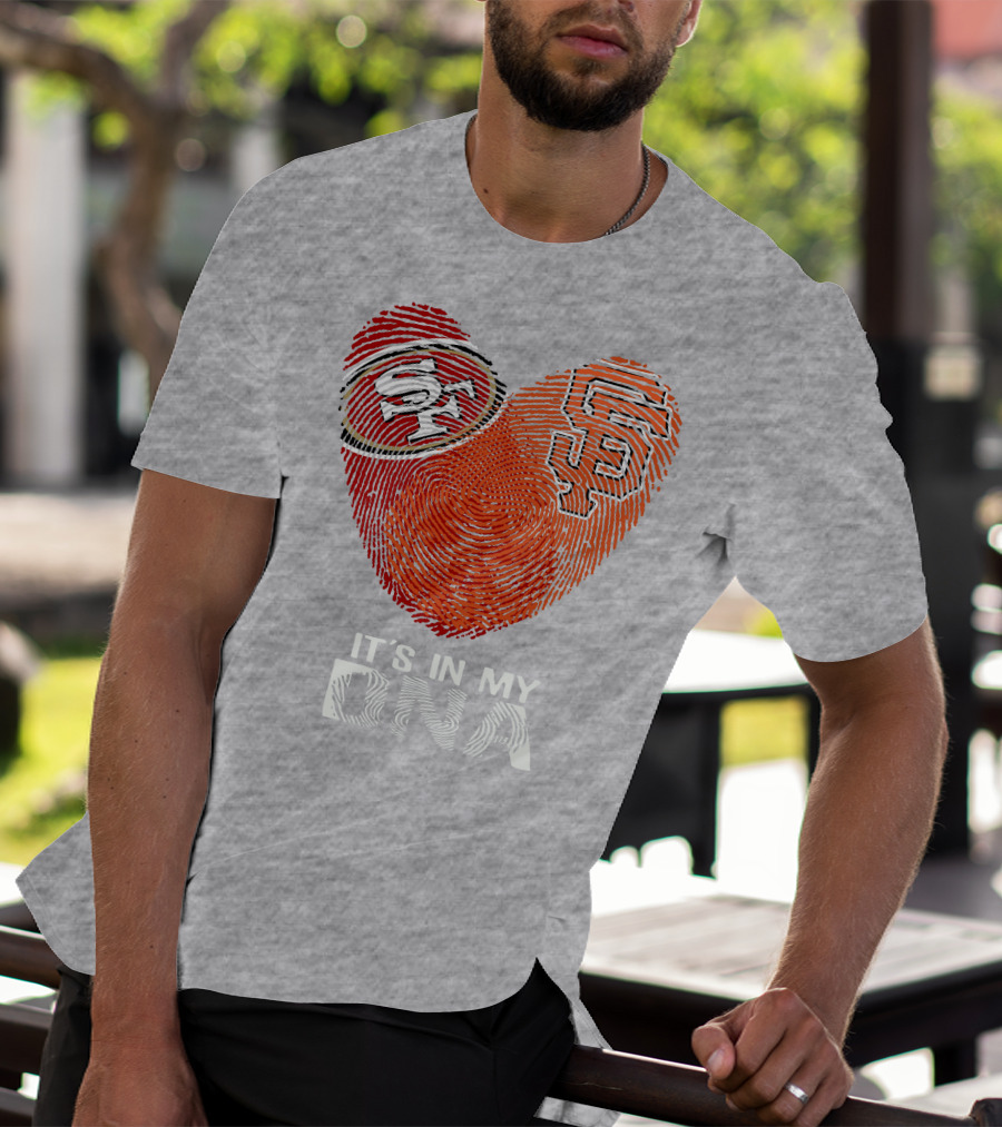 49ers Giants Heart Fingerprint It's In My Dna T-Shirt