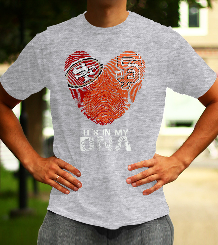 49ers Giants Heart Fingerprint It's In My Dna T-Shirt