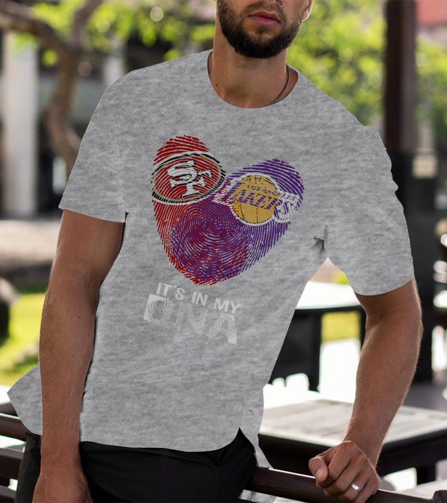 49ers Lakers It's In My Dna Fingerprint Heart T-Shirt