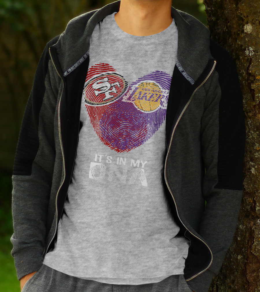 49ers Lakers It's In My Dna Fingerprint Heart T-Shirt