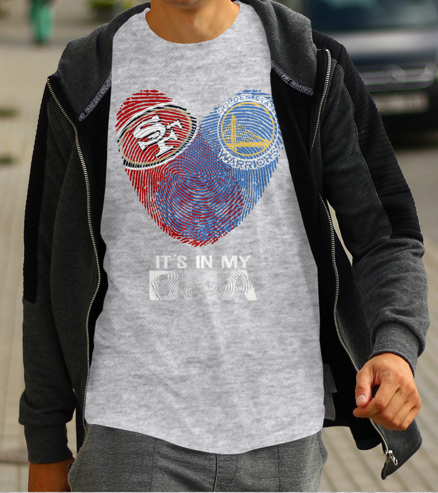 49ers Golden State Warriors Fingerprint It's In My Dna T-Shirt