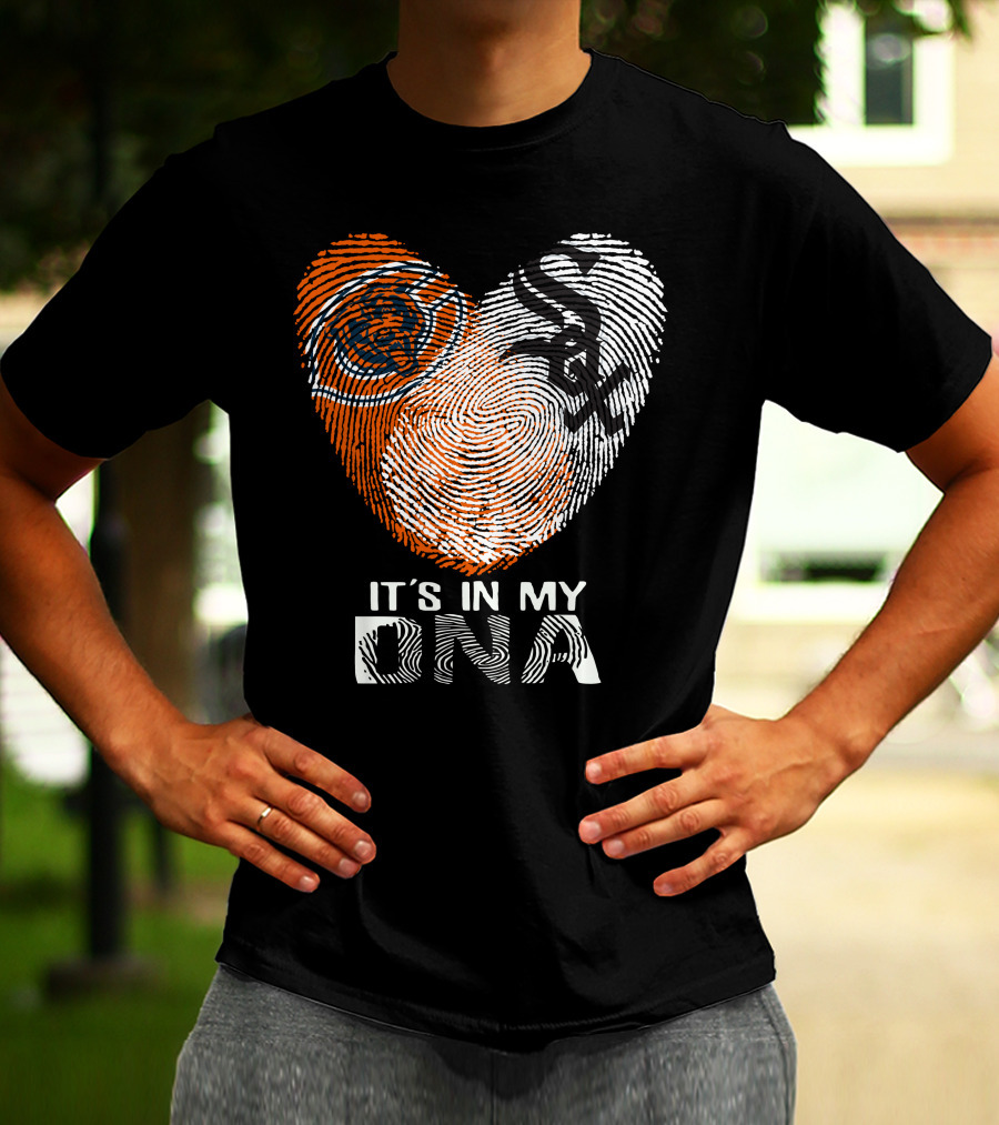 Bears White Sox It's In My Dna Fingerprint Heart T-Shirt